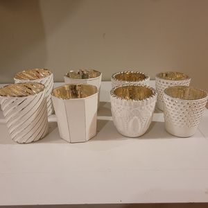 White glass candle votives